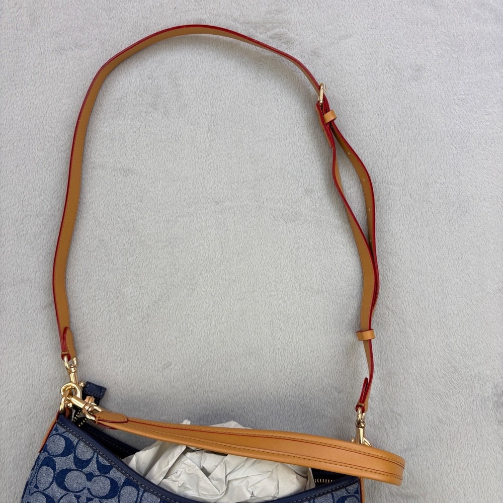 Coach Bag Blue Signature Denim Jacquard Shoulder Luxury CY702 - Picture 5 of 10